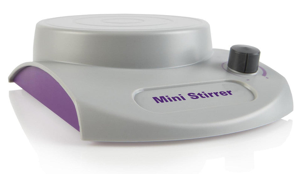 Mini agitador magnético Heathrow Scientific HS120155, gris / morado, fotografía oficial; contenido según la ficha