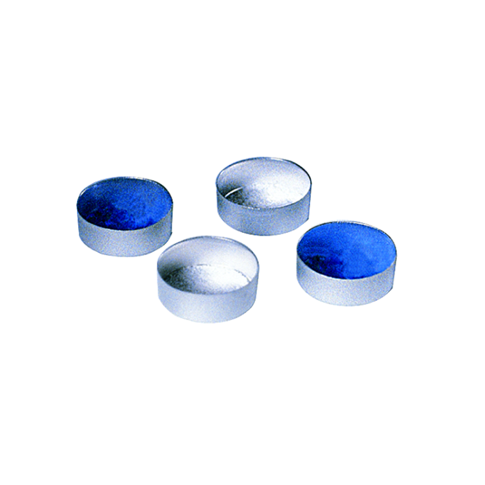 Microplatillos WHEATON de aluminio para pesaje, fotografía oficial ilustrativa. Diámetro según referencia WHE-370790, WHE-370792. Venta por caja con 1000; muestras no incluidas.