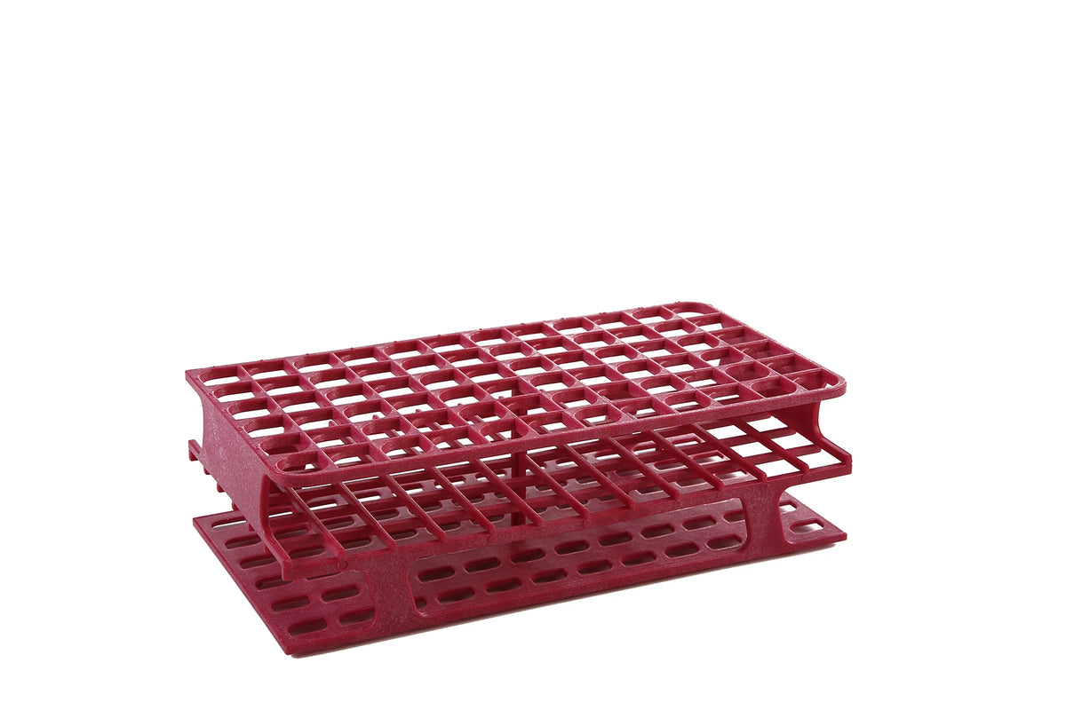 Gradilla OneRack Heathrow Scientific HS27511D de POM en color magenta, 72 posiciones con pozo de 13 mm