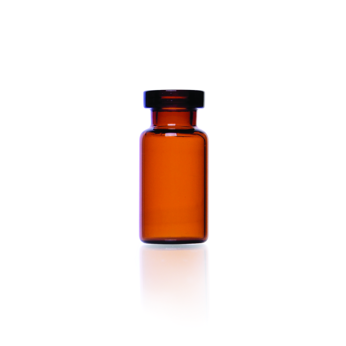 Vial WHEATON COMPLETEPAK de vidrio ámbar, 2 mL, sin cierre colocado; referencia WHE-W987000A-S.