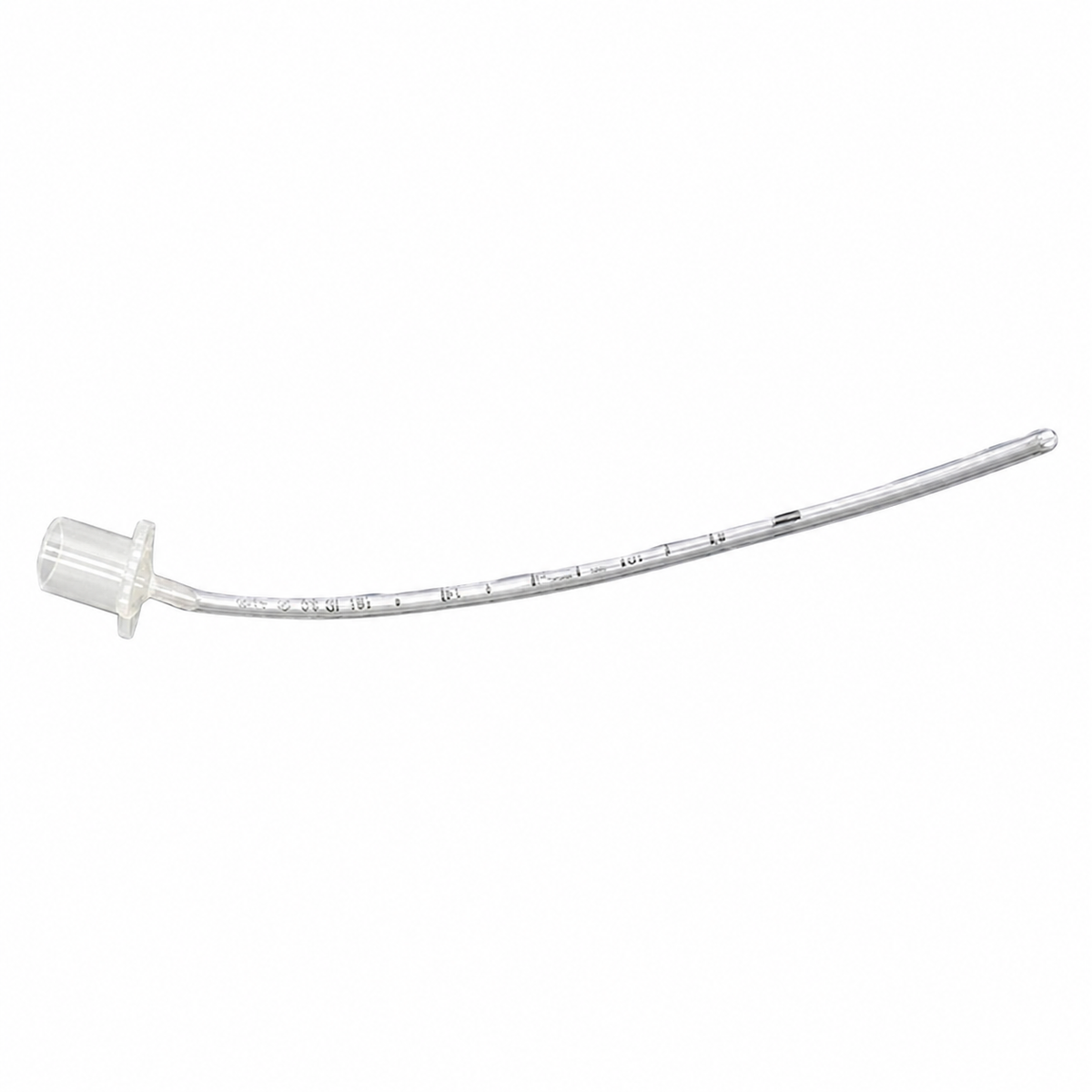 Tubo endotraqueal Inhalo-Tech sin globo, PVC tipo Murphy con conector de 15 mm, sobre fondo blanco