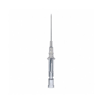 B. Braun Introcan Certo 4251350 catéter periférico 16G x 2 pulgadas gris sobre fondo blanco