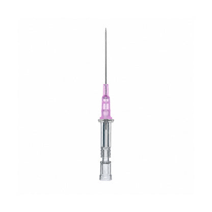 B. Braun Introcan Certo 4251326 catéter periférico 20G x 1 1/4 pulgadas rosa sobre fondo blanco