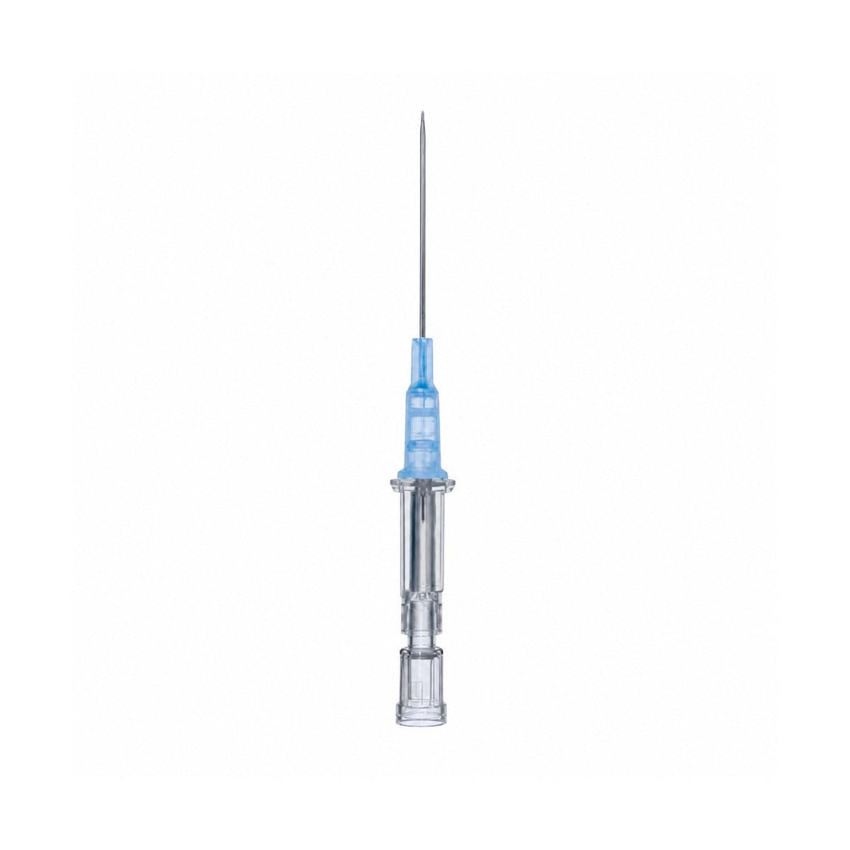 B. Braun Introcan Certo 4251318 catéter periférico 22G x 1 pulgada azul sobre fondo blanco