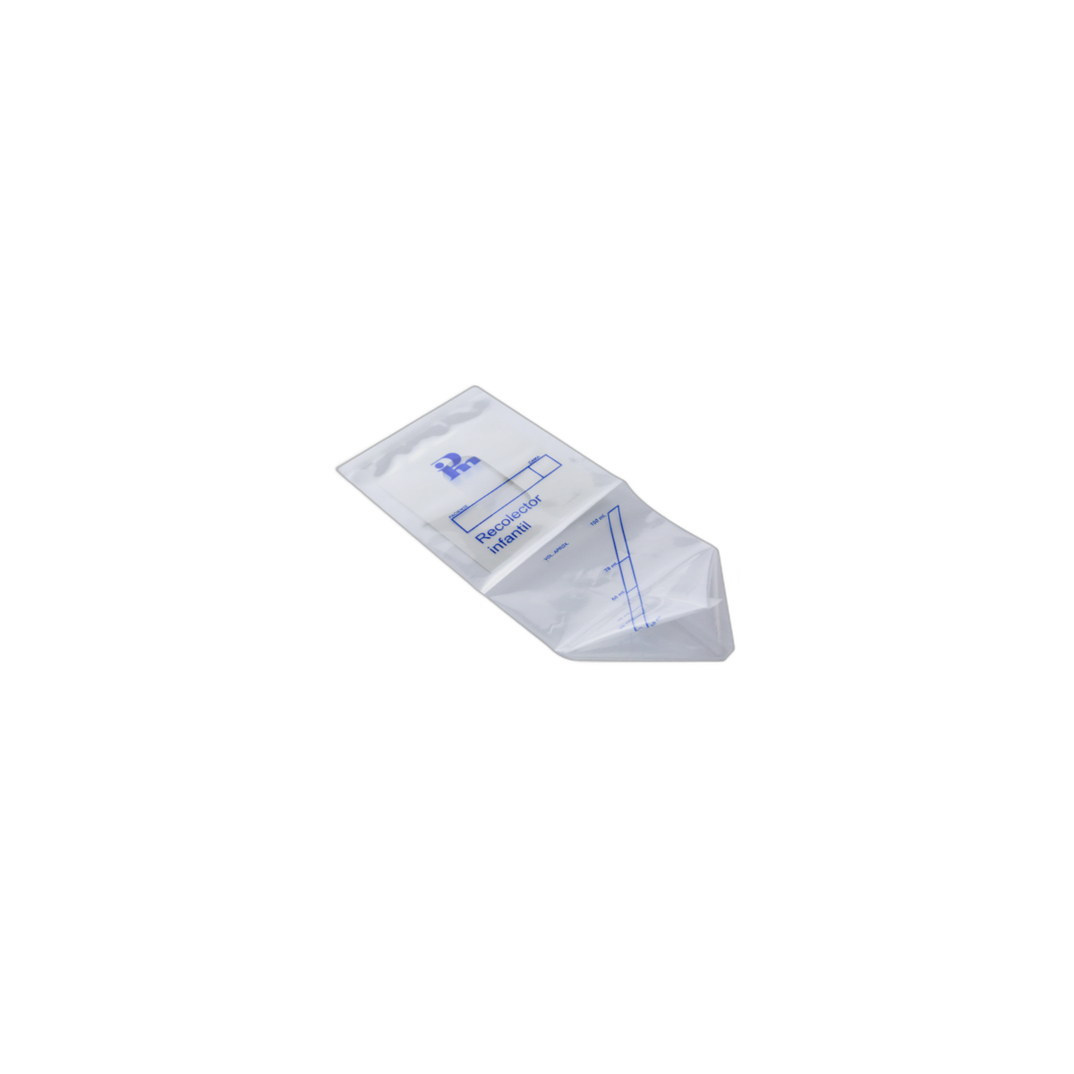 IPM Urovac, bolsa recolectora pediátrica para urocultivo de 50 y 100 mL, sobre fondo blanco