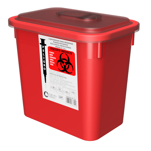 Contenedor rojo IXION PC 3.0 de 3 L para residuos punzocortantes