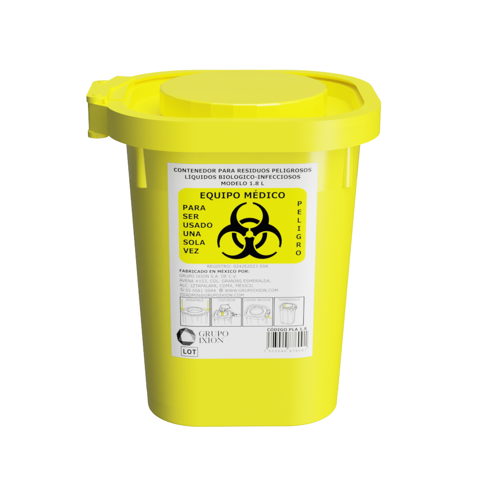 IXION PLA-1.8, contenedor amarillo de 1.8 litros con taparrosca