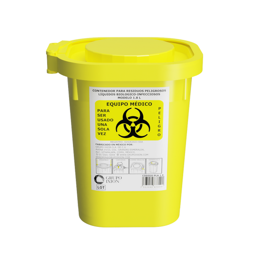 IXION PLA-1.8, contenedor amarillo de 1.8 litros con taparrosca