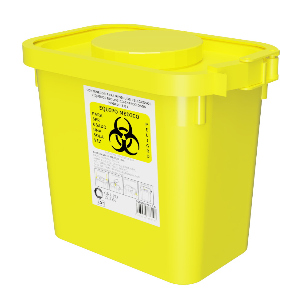 IXION PLA-3.0, contenedor amarillo de 3.0 litros con taparrosca