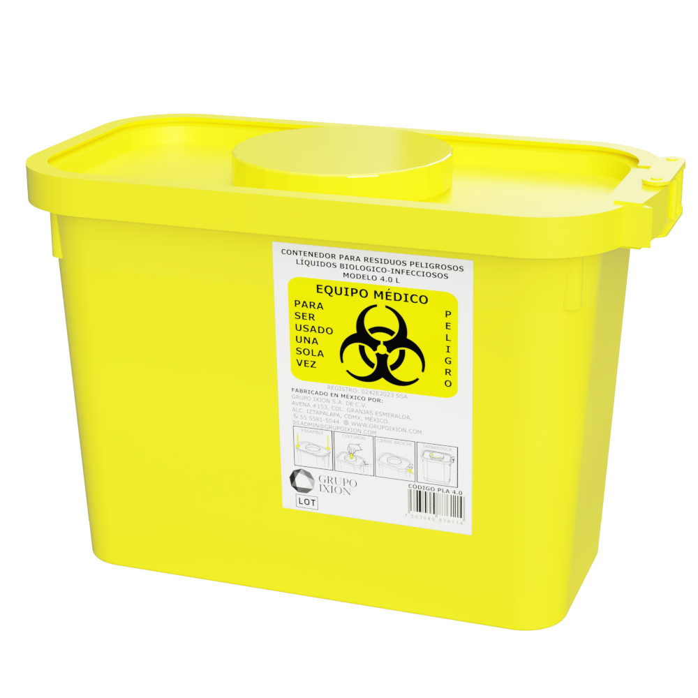 IXION PLA-4.0, contenedor amarillo de 4.0 litros con taparrosca