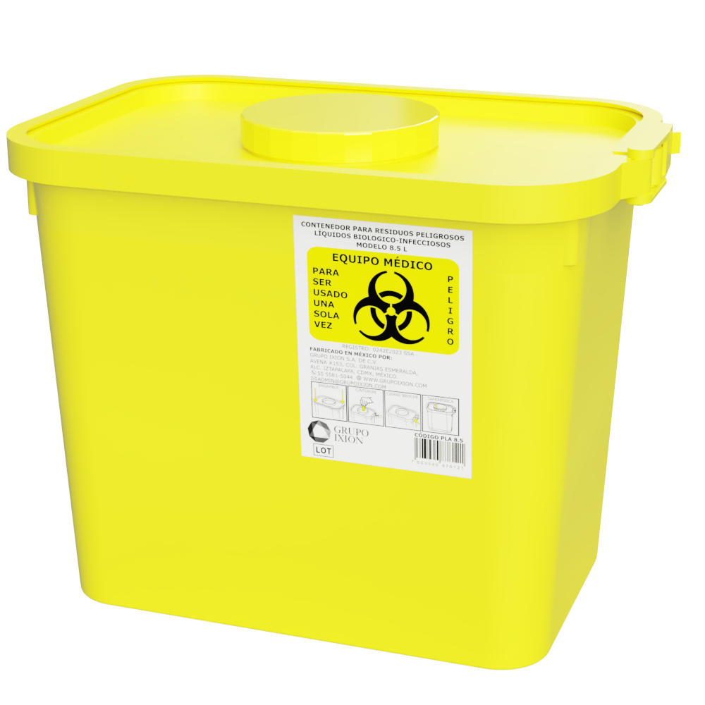 IXION PLA-8.5, contenedor amarillo de 8.5 litros con taparrosca