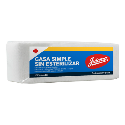 Jaloma — gasa simple sin esterilizar de 10 × 10 cm, paquete con 200 piezas