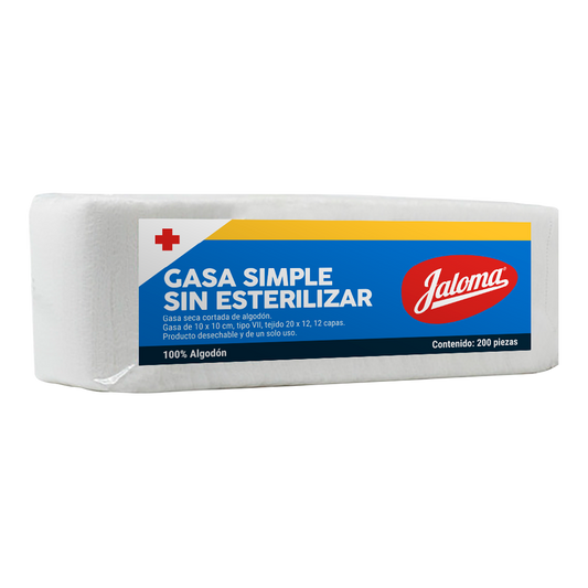 Jaloma — gasa simple sin esterilizar de 10 × 10 cm, paquete con 200 piezas