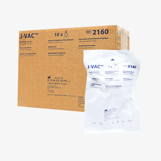 Ethicon J-VAC 2160, reservorio de succión en bulbo estéril de 100 cc con válvula antirreflujo