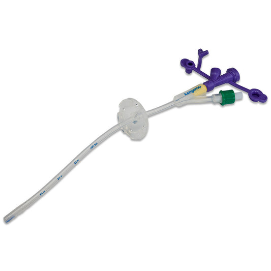Sonda de gastrostomía Covidien Kangaroo de silicona, con balón de 20 ml, disco de retención externo y puerto en Y ENFit