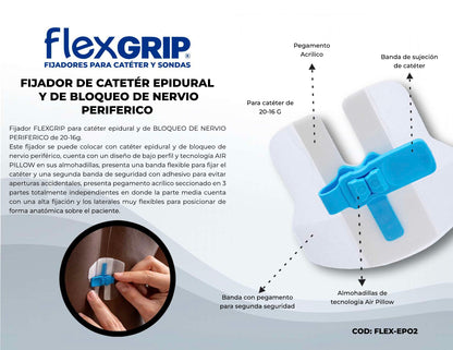 Ficha del fabricante del fijador FlexGRIP EPI/PNB para catéter epidural, FLEX-EP02