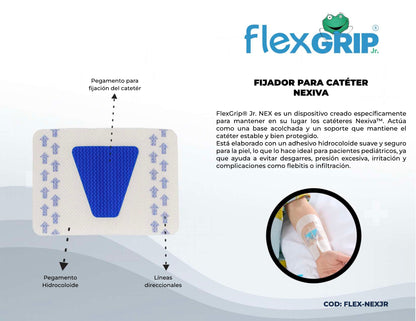 Ficha del fabricante del fijador FlexGRIP Jr. NEX para catéter Nexiva, FLEX-JRNEX