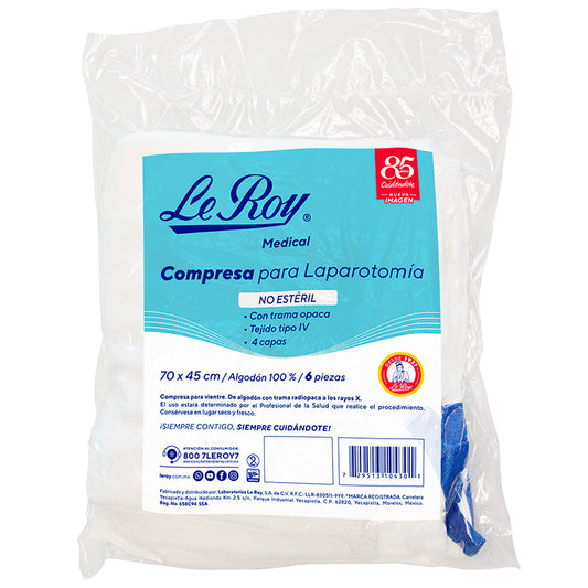 Le Roy 3500046 compresa para laparotomía no estéril de 70 × 45 cm, paquete con 6 piezas