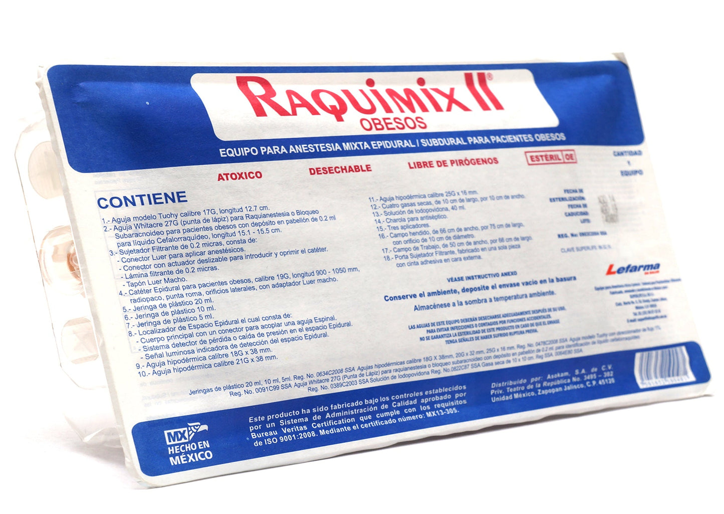 Lefarma Raquimix II Obesos, equipo para anestesia mixta epidural y subdural