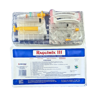 Bandeja Lefarma Raquimix III, equipo de anestesia mixta epidural y subdural, 1 equipo