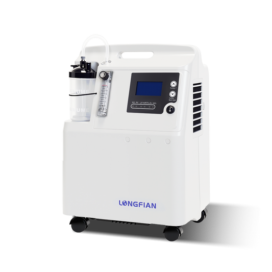 Concentrador de oxígeno Longfian JAY-5AW de 5 L/min, con pantalla LCD y ruedas