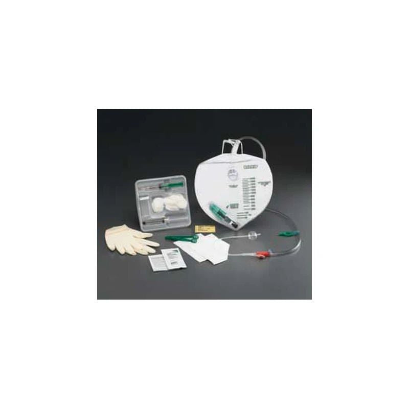 Charola Lubri-Sil de sistema cerrado con sonda Foley, globo de 5 cc y bolsa recolectora; referencia visual de la familia 14–18 Fr