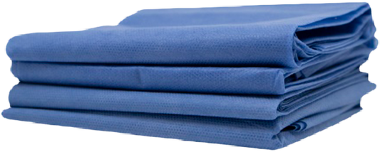 Sábana desechable azul MediMaz Surgical doblada, fotografía oficial del fabricante sobre fondo neutro
