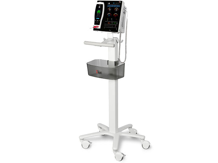 Imagen de familia Masimo Root sobre soporte móvil; monitor y accesorios mostrados por separado