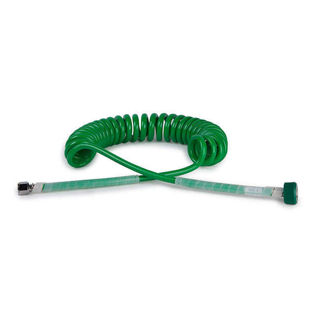 Manguera de oxígeno Maxtec R127P35 MAX-15O2, verde y en espiral, con tuerca hexagonal y ajuste manual