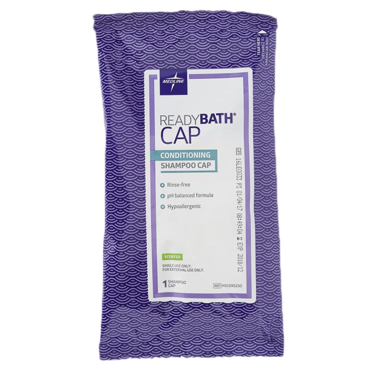 Medline MSC095230, gorro ReadyBath prehumedecido con shampoo y acondicionador