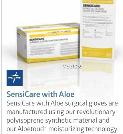 Medline SensiCare con Aloe, guante quirúrgico de polisopreno libre de látex y polvo
