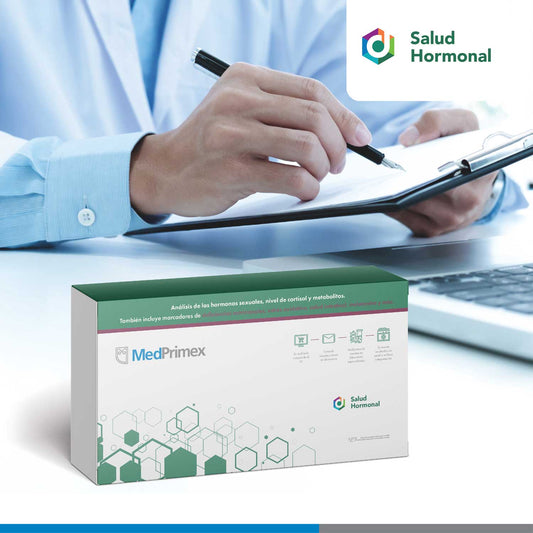 Caja del kit Salud Hormonal de MedPrimex para perfil hormonal en orina seca