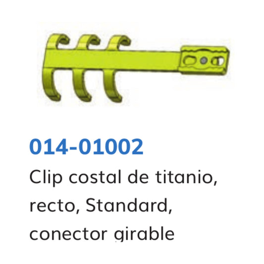 Catálogo MedXpert STRATOS: REF 014-01002 clip costal de titanio recto Standard con conector girable