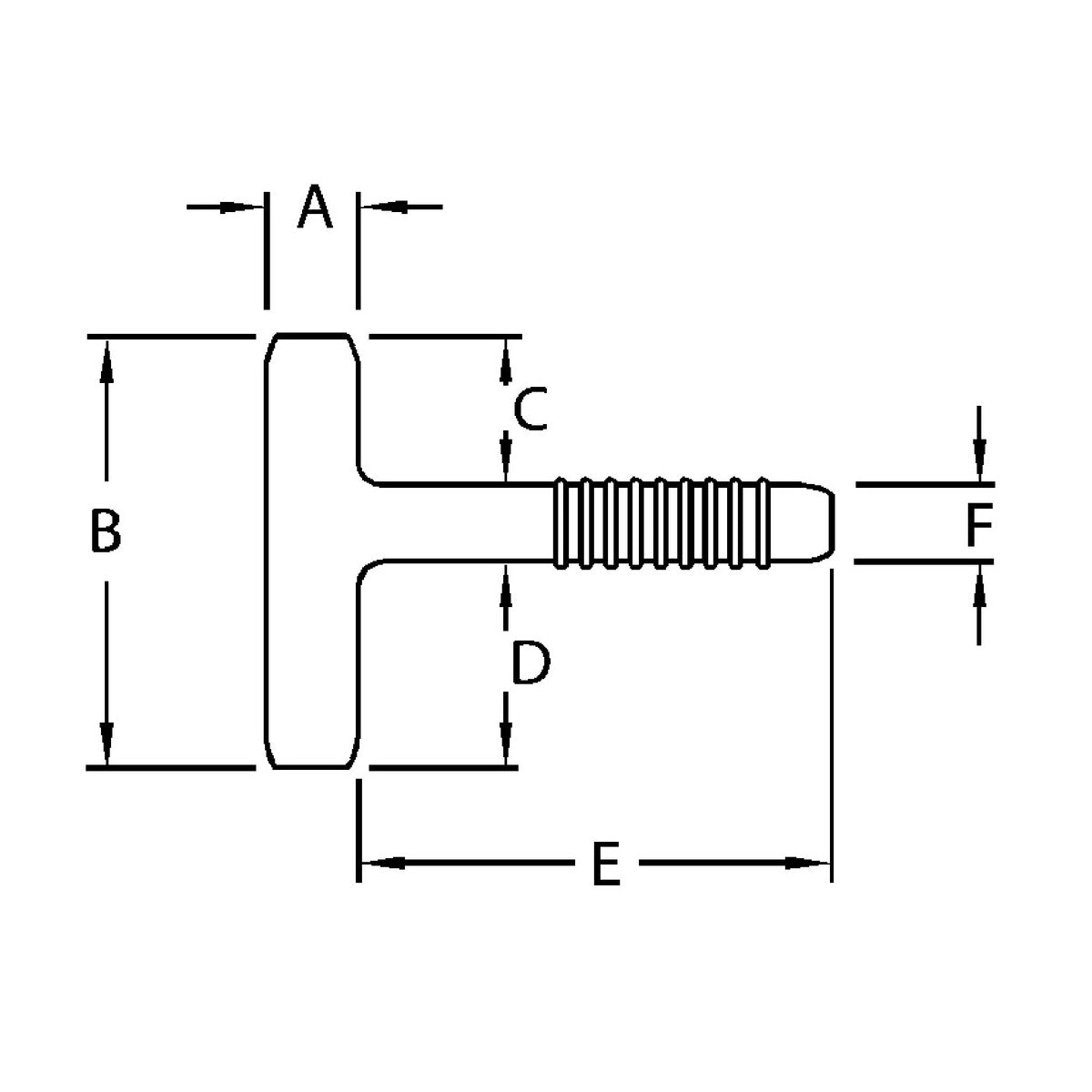 Diagrama de cotas A–F del Montgomery Safe-T-Tube estándar 4200 en milímetros