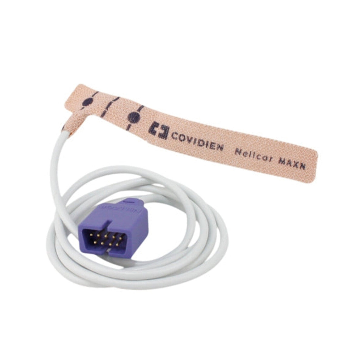 Nellcor MAXN sensor adhesivo SpO2 neonatal y adulto sobre fondo blanco