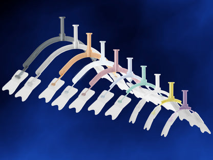 Familia de sujetadores Neotech NeoBar para tubo endotraqueal, un color por talla