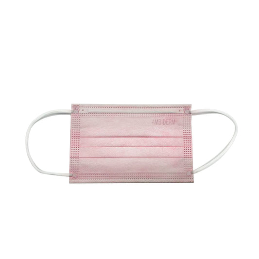 Cubrebocas infantil Ambiderm rosa de tres pliegos con elástico, sin estampado, referencia 300112050