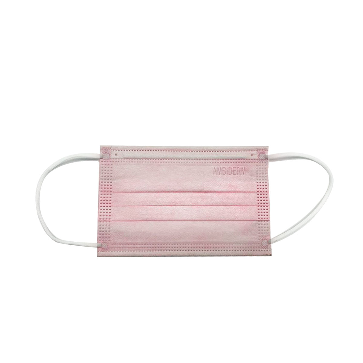 Cubrebocas infantil Ambiderm rosa de tres pliegos con elástico, sin estampado, referencia 300112050