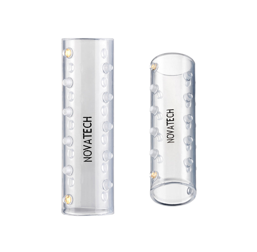 Stent traqueal delgado NOVATECH GSS TF de silicona; referencia visual de la familia 12–20 mm