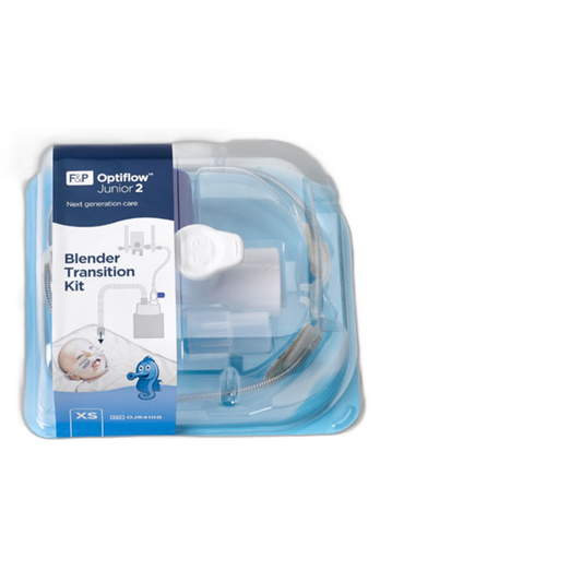 Kit de transición Fisher & Paykel Optiflow Junior 2 OJR410B, talla XS, sobre fondo blanco