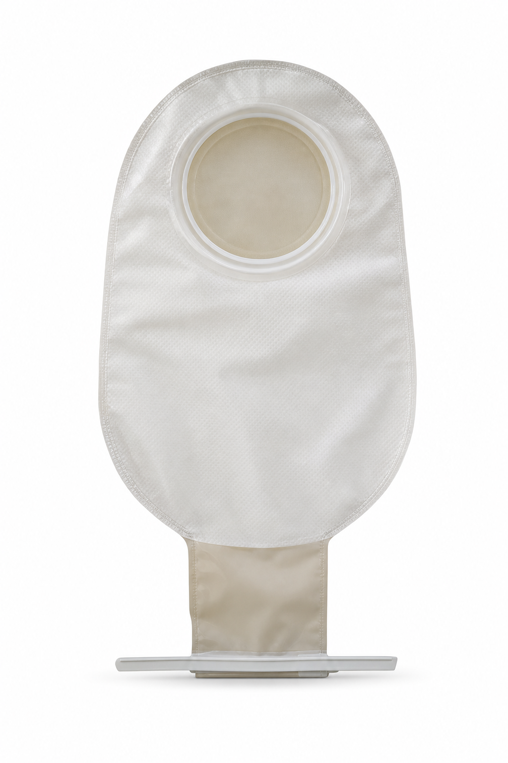 Imagen ilustrativa optimizada: Bolsa drenable Ostomed con barrera integrada, sobre fondo blanco
