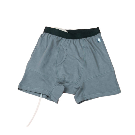 Bóxer gris Ostomyfit con bolsillo interno — vista frontal