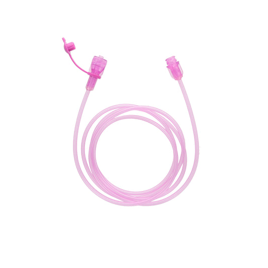 Vygon Nutrisafe 2 REF 368.032, prolongador de PVC de 30 cm Ø 1,5 × 2,5 mm con tapón integrado, sobre fondo blanco