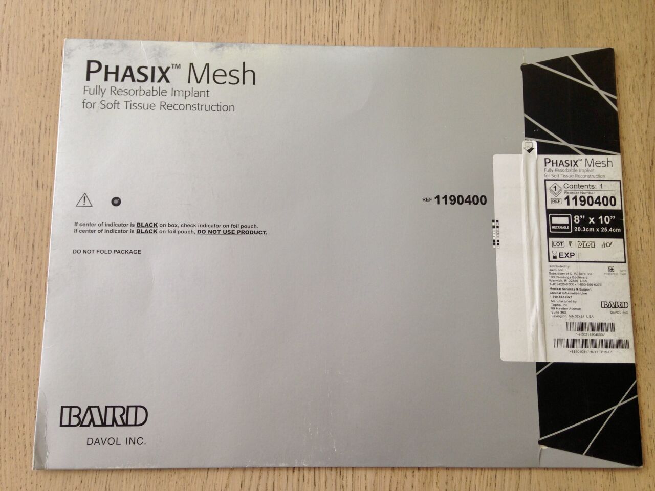 Bard Phasix Mesh 8 x 10 pulgadas, referencia 1190400