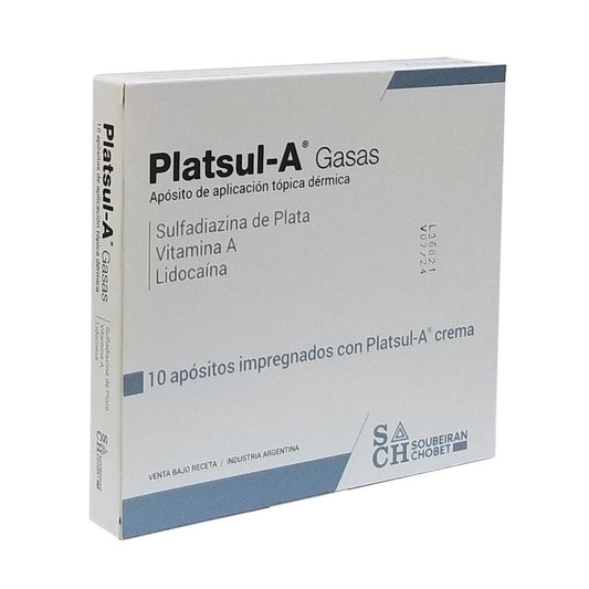 Platsul-A apósitos impregnados de sulfadiazina de plata 10 x 10 cm