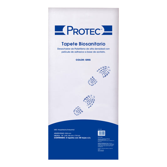 PROTEC 1501710 tapete biosanitario gris de 114 × 45 cm, 4 tapetes con 30 hojas cada uno