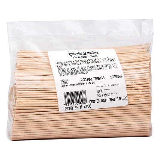 PROTEC aplicador de madera sin algodón 2 mm, 15 cm, C/750