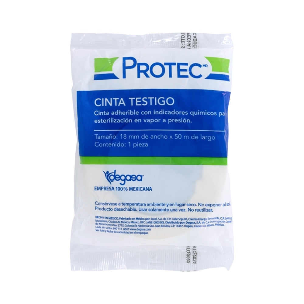 Cinta testigo PROTEC para autoclave, empaque de 1 pieza, 18 mm de ancho × 50 m de largo