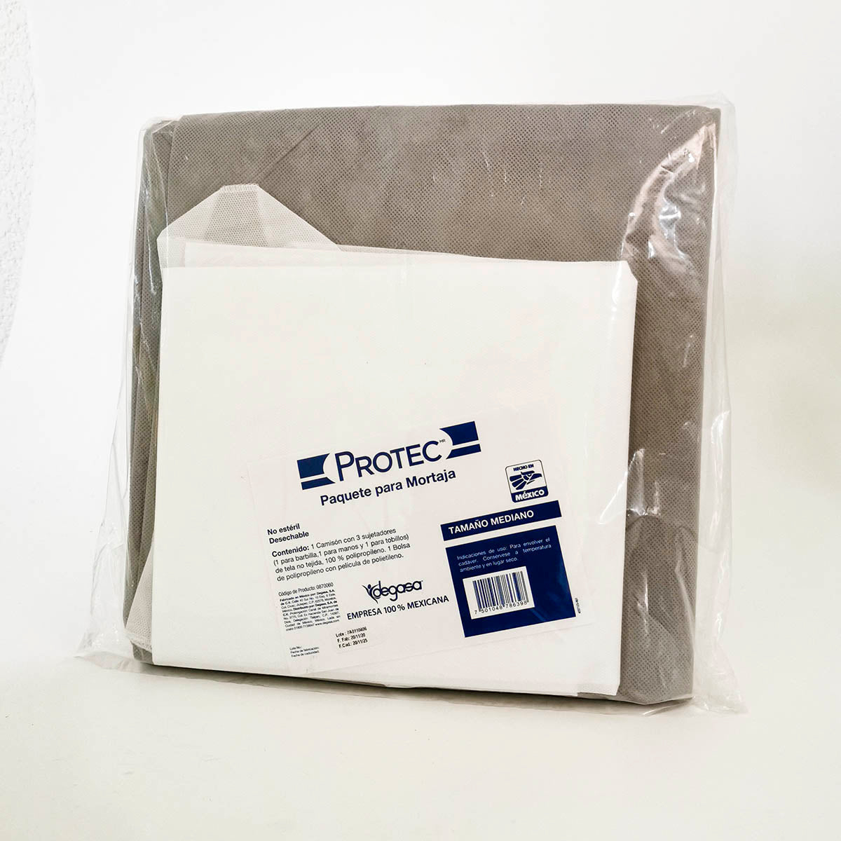 Paquete para mortaja Protec tamaño mediano, empaque desechable
