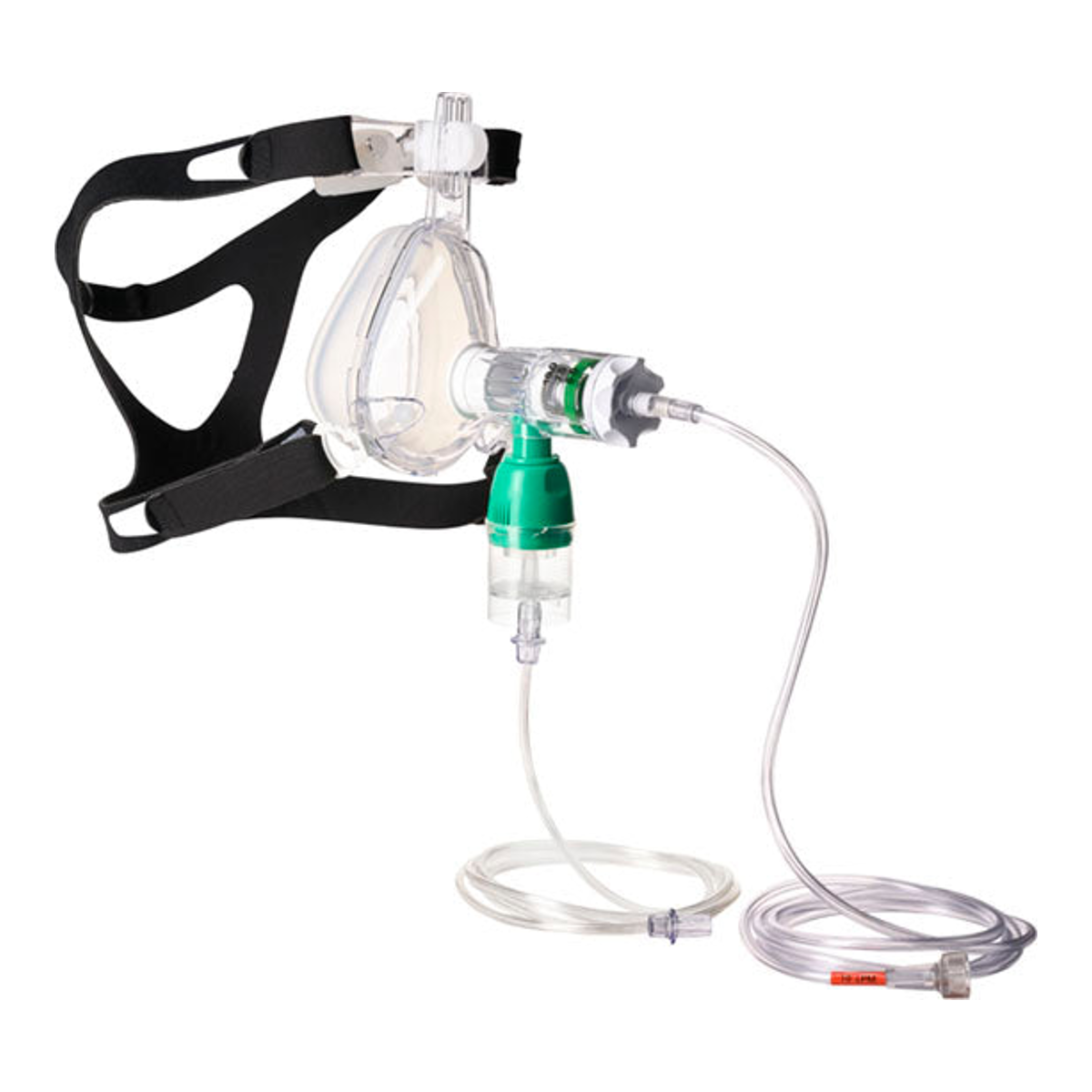 Pulmodyne 313-4602N GO-PAP, sistema CPAP de emergencia con mascarilla mediana y nebulizador sobre fondo blanco
